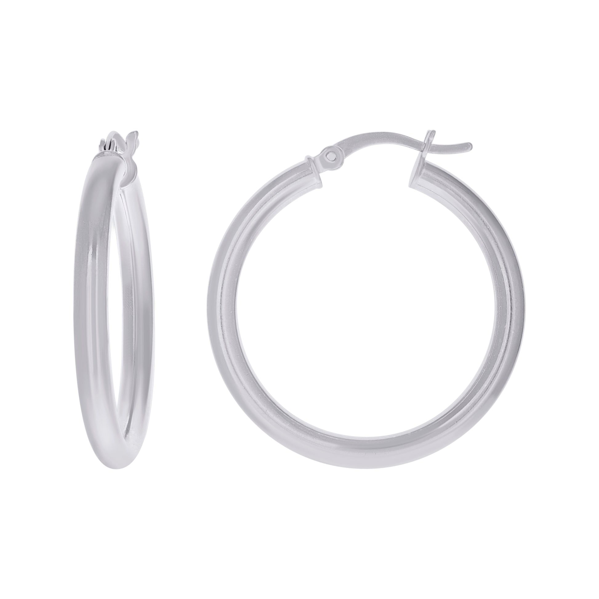 925 Sterling Silver Classic Hoop Earrings 30 x 3mm