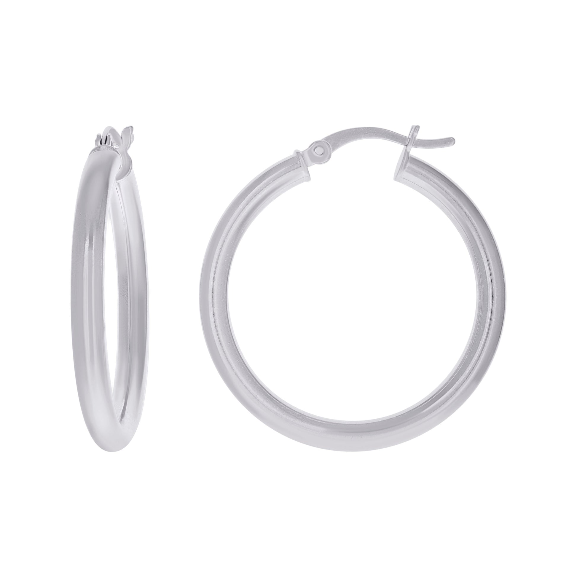 925 Sterling Silver Classic Hoop Earrings 35 x 3mm