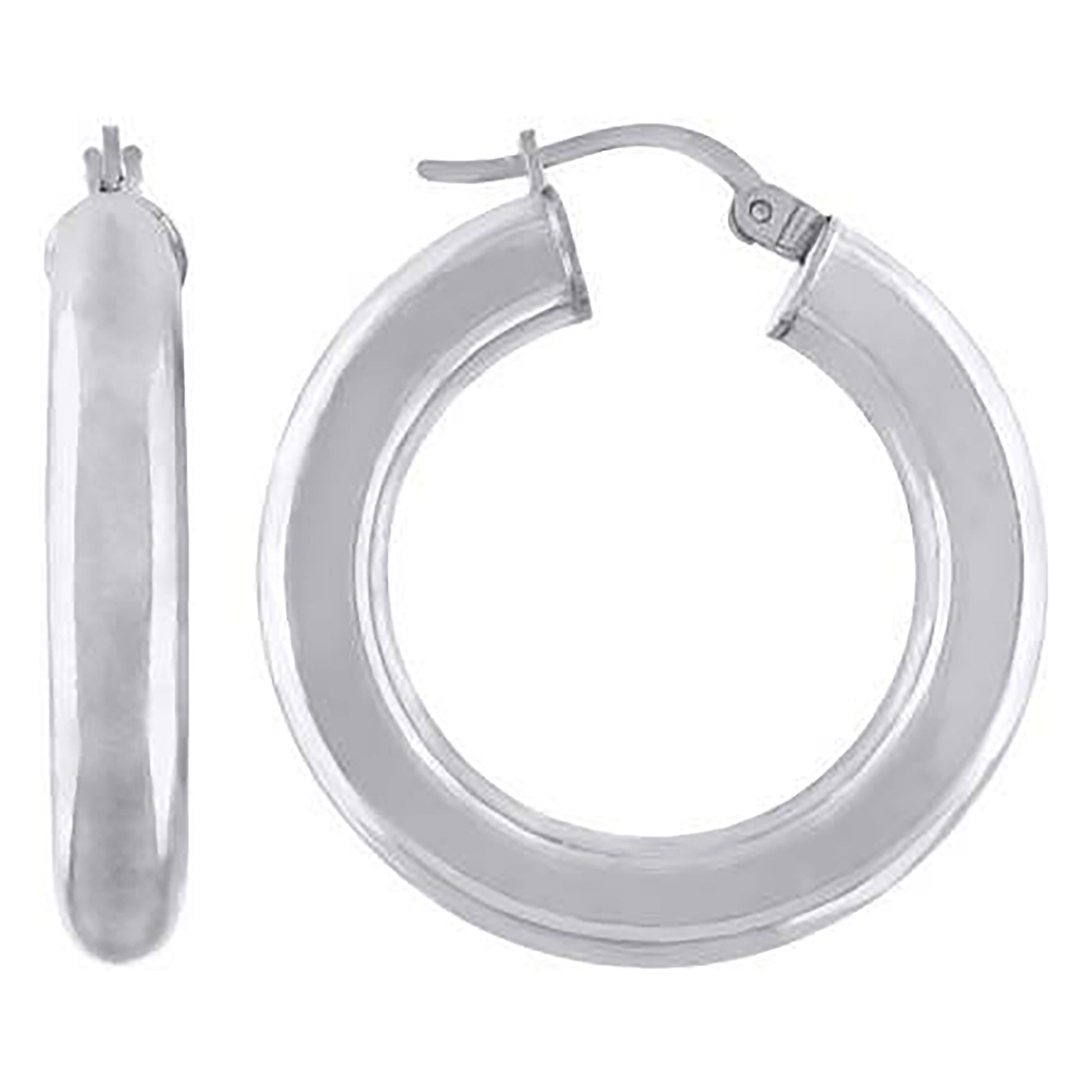 925 Sterling Silver Classic Hoop Earrings 30 x 5mm