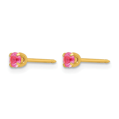 Inverness 24k Gold-plated 3mm October Pink Crystal Birthstone Post Piercing Earrings