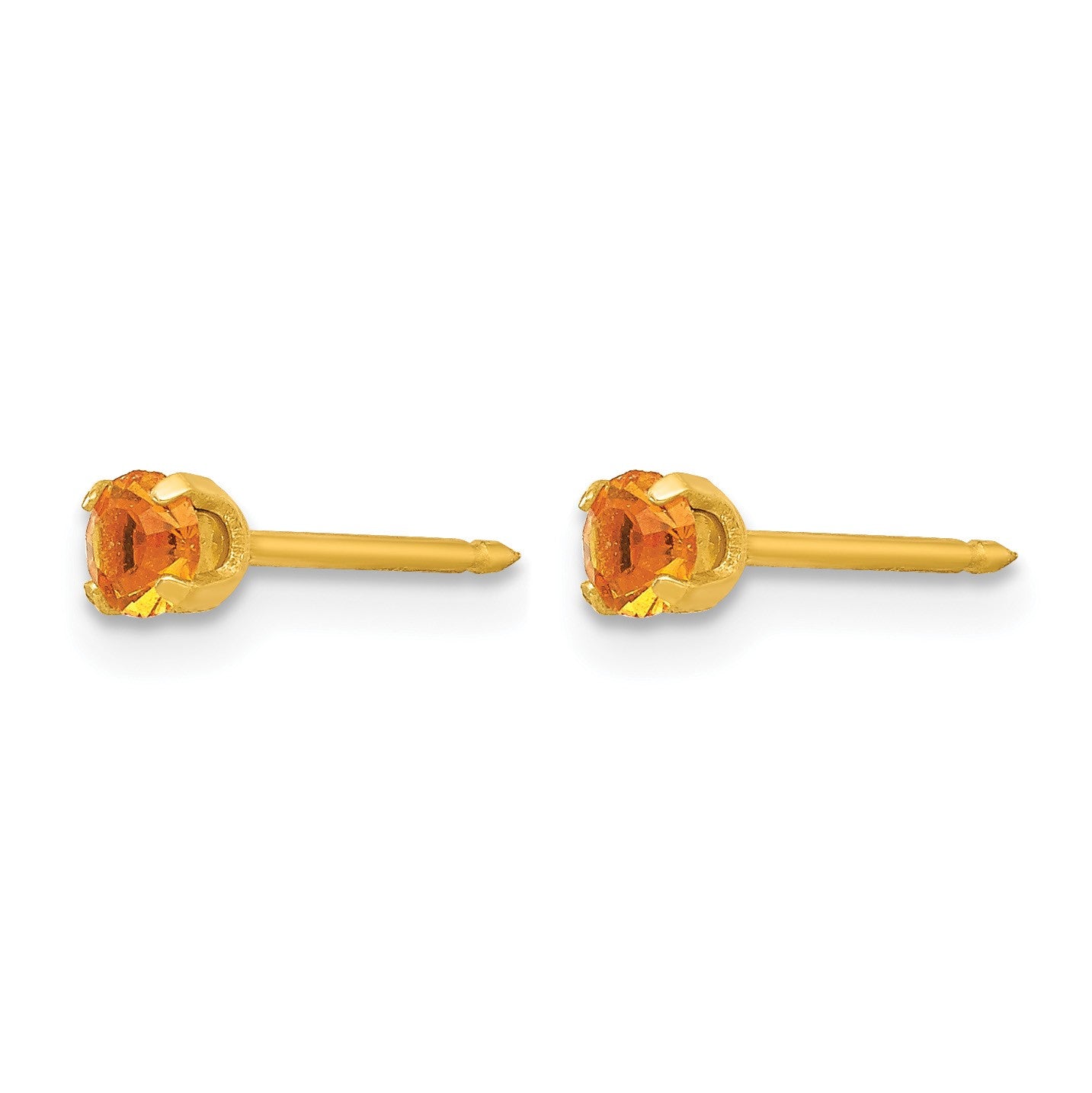 Inverness 24k Gold-plated 3mm November Yellow Crystal Birthstone Post Piercing Earrings