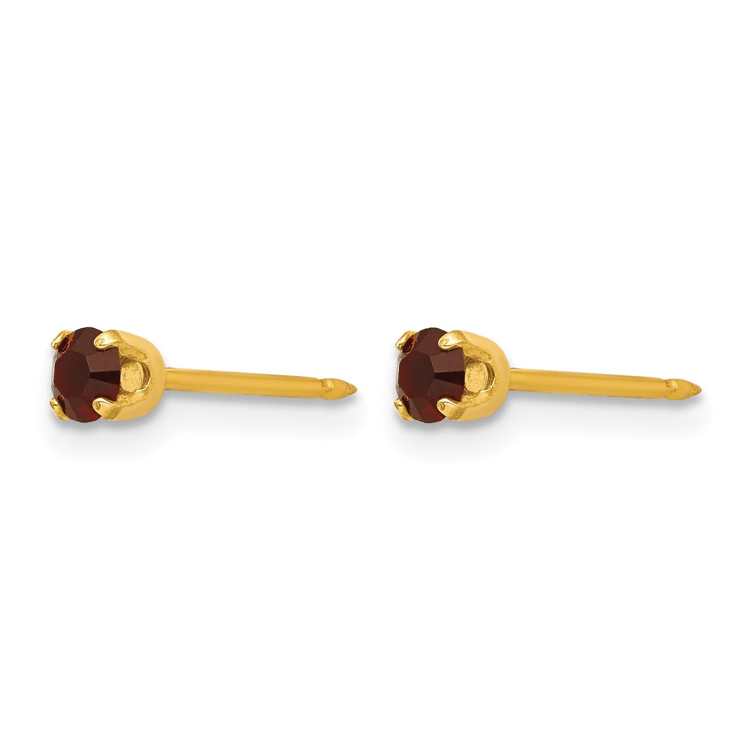 Inverness 14k 3mm January Red Crystal Birthstone Post Piercing Earrings