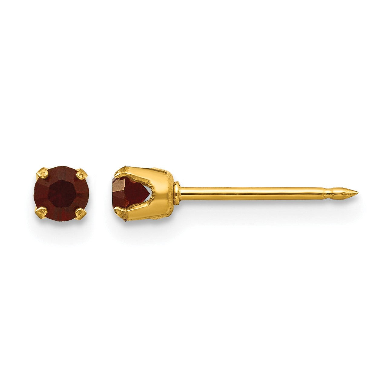 Inverness 14k 3mm January Red Crystal Birthstone Post Piercing Earrings
