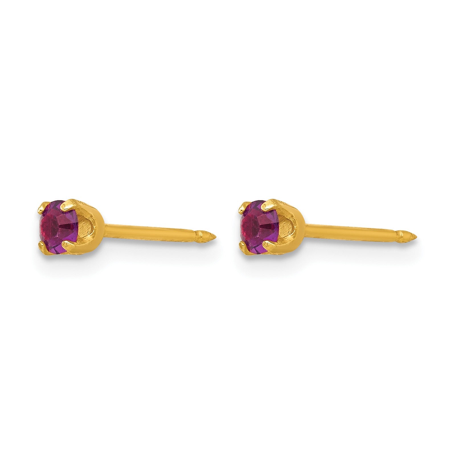 Inverness 14k 3mm February Purple Crystal Birthstone Post Piercing Earrings