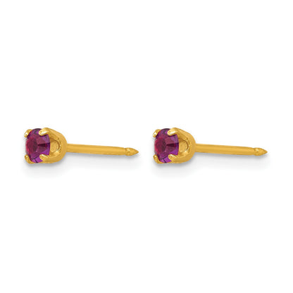Inverness 14k 3mm February Purple Crystal Birthstone Post Piercing Earrings
