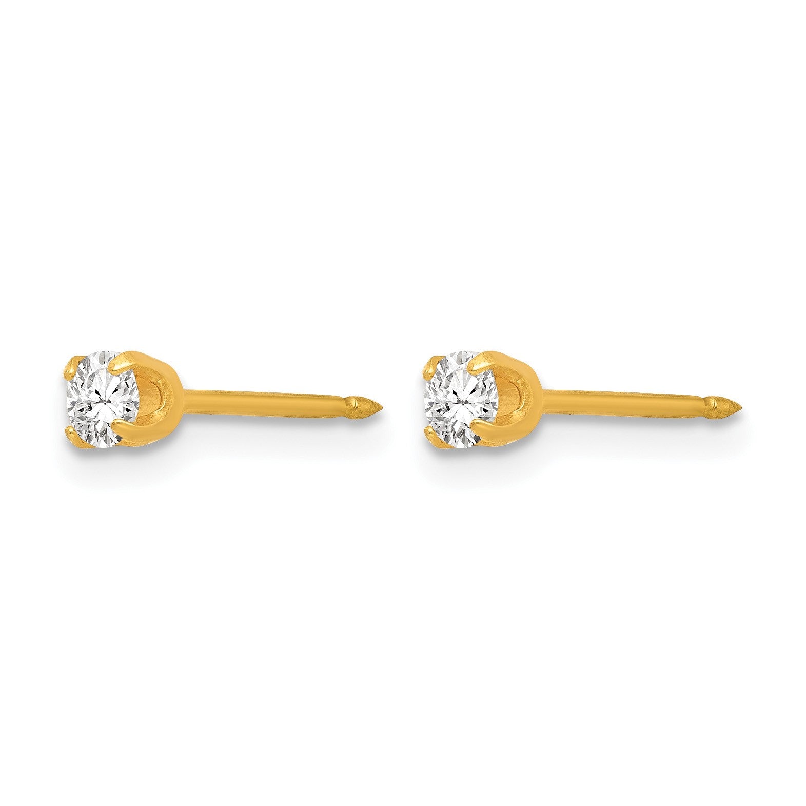 Inverness 14k 3mm April Clear Crystal Birthstone Post Piercing Earrings