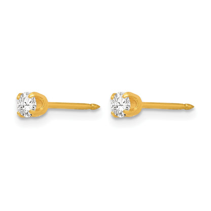 Inverness 14k 3mm April Clear Crystal Birthstone Post Piercing Earrings