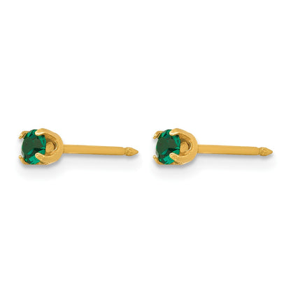 Inverness 14k 3mm May Green Crystal Birthstone Post Piercing Earrings