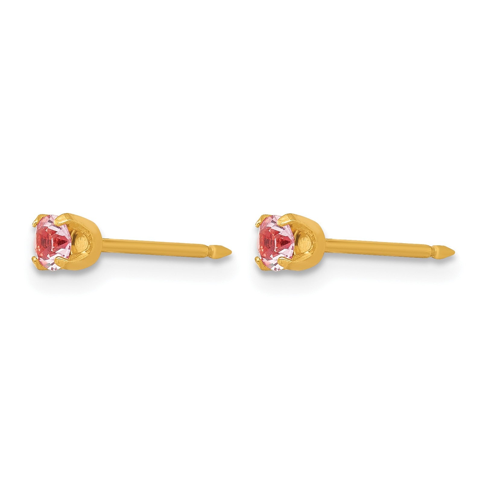 Inverness 14k 3mm June Pink Crystal Birthstone Post Piercing Earrings