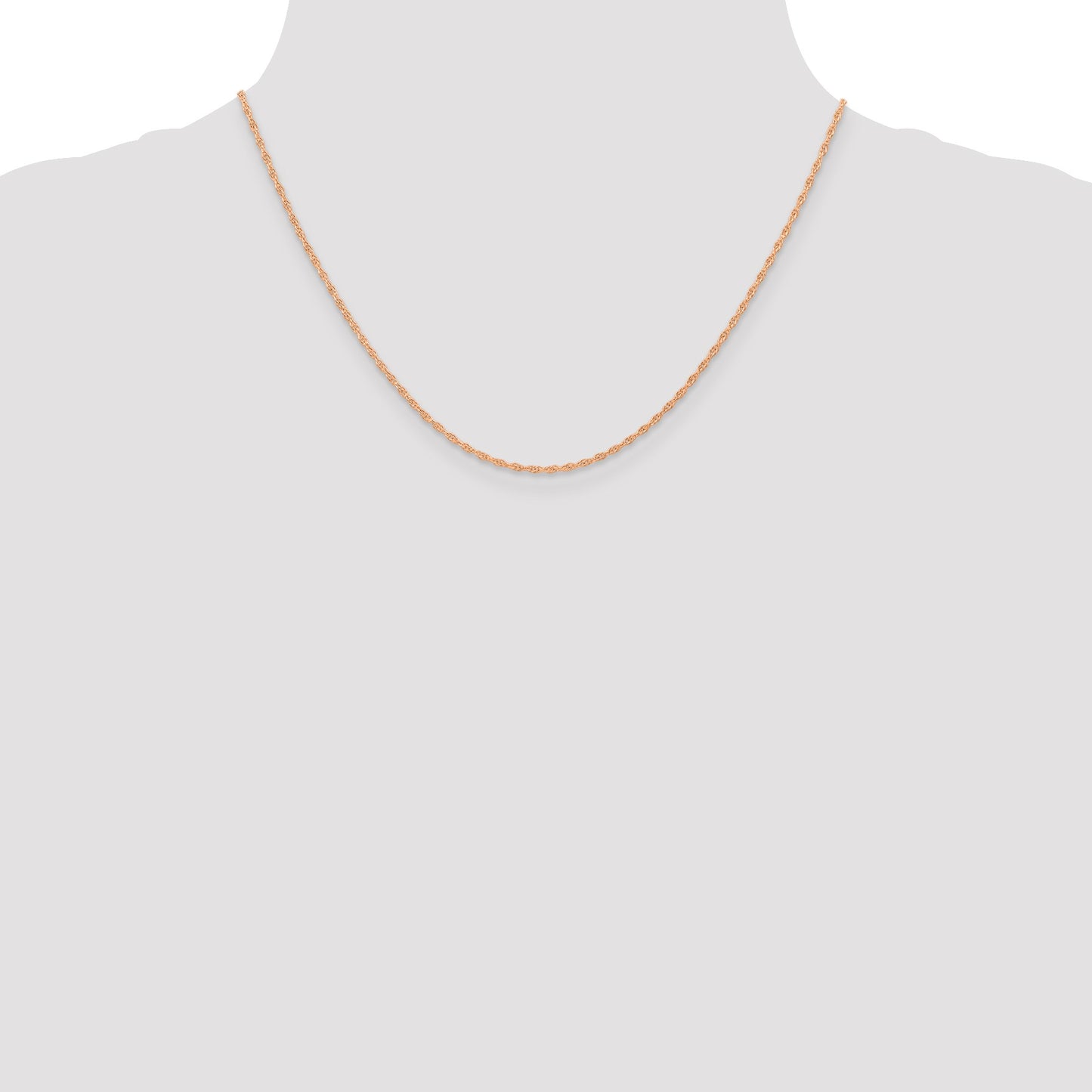 14K Rose Gold 18 inch Carded 1.15mm Cable Rope with Spring Ring Clasp Chain