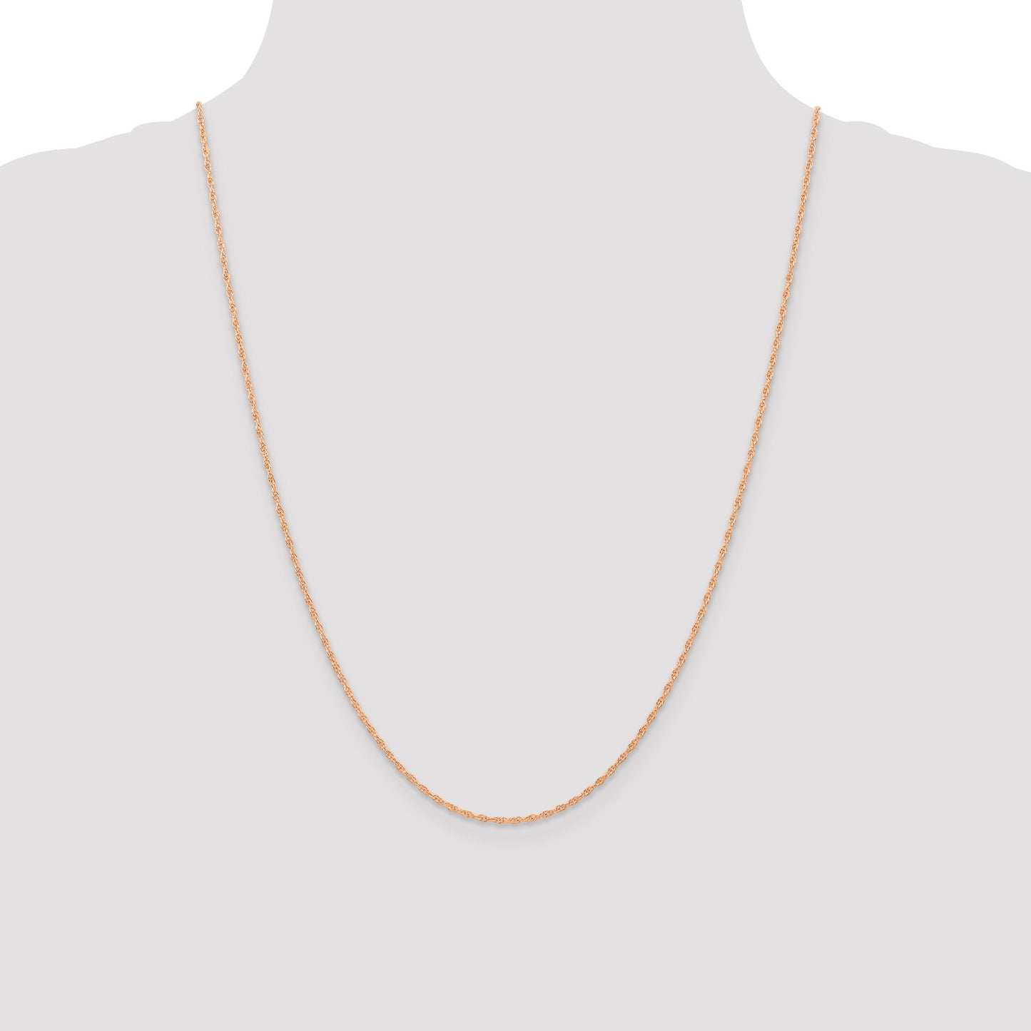 14K Rose Gold 24 inch Carded 1.15mm Cable Rope with Spring Ring Clasp Chain