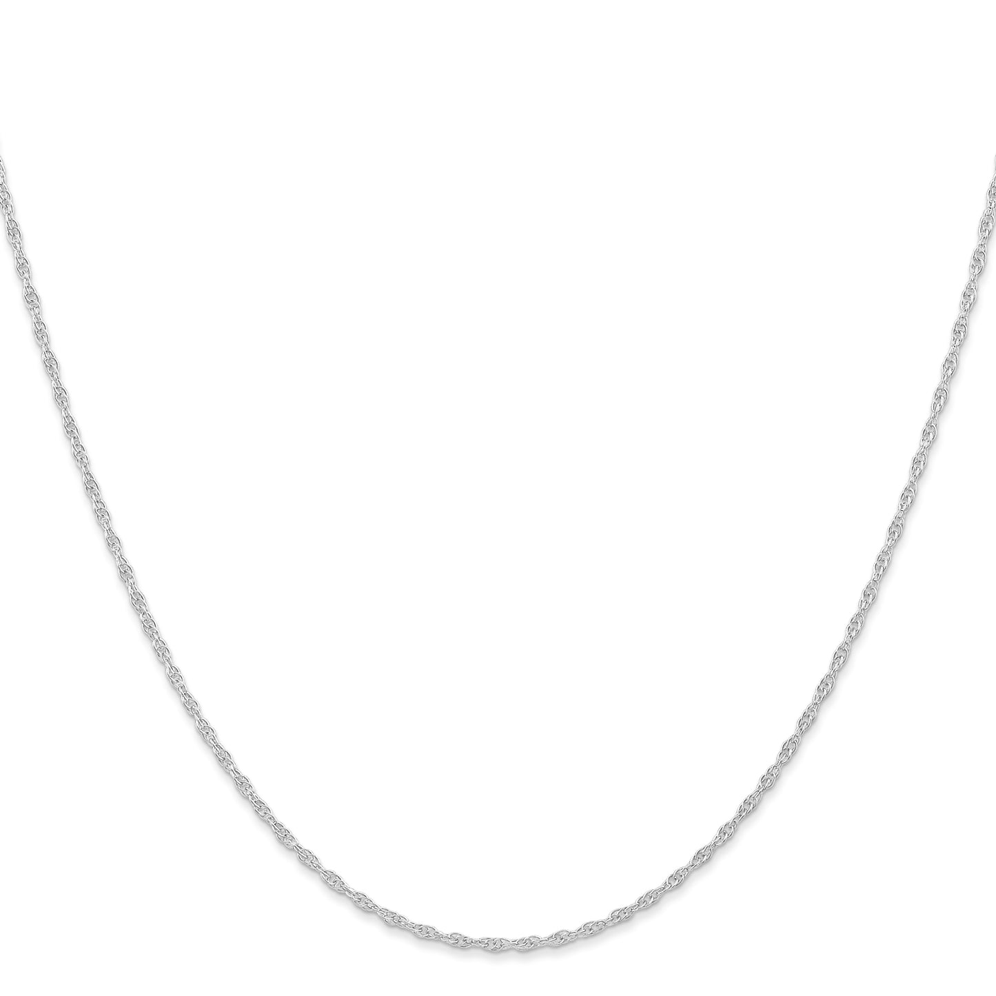 14K White Gold 24 inch Carded 1.15mm Cable Rope with Spring Ring Clasp Chain