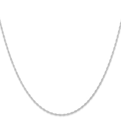 14K White Gold 24 inch Carded 1.15mm Cable Rope with Spring Ring Clasp Chain
