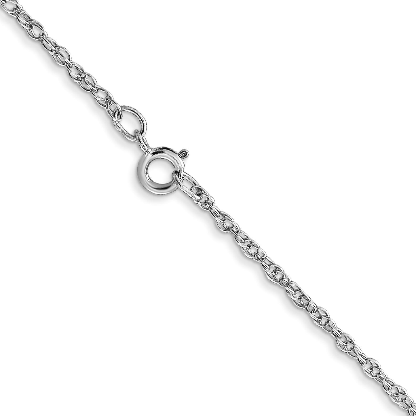 14K White Gold 24 inch Carded 1.15mm Cable Rope with Spring Ring Clasp Chain