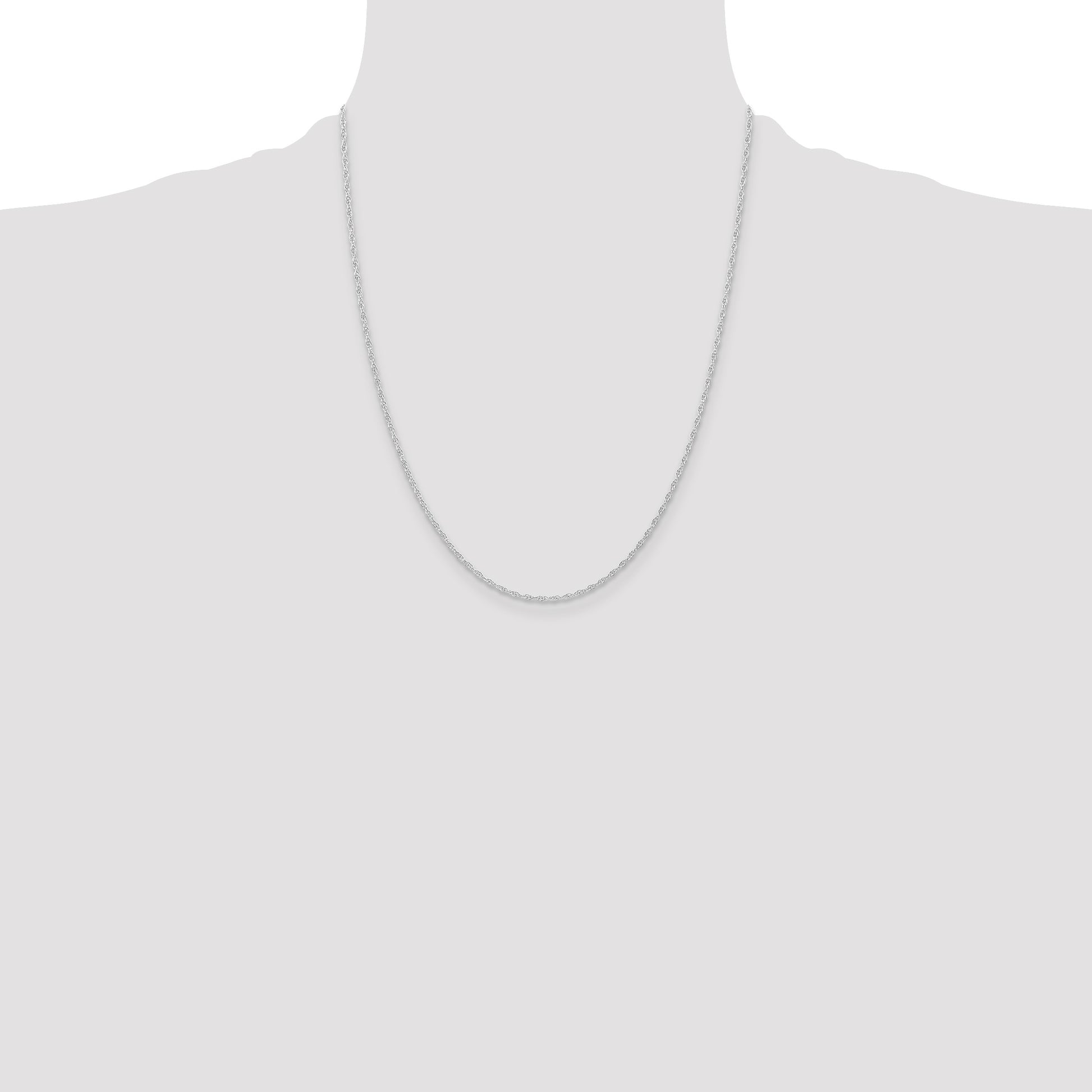 14K White Gold 22 inch Carded 1.15mm Cable Rope with Spring Ring Clasp Chain