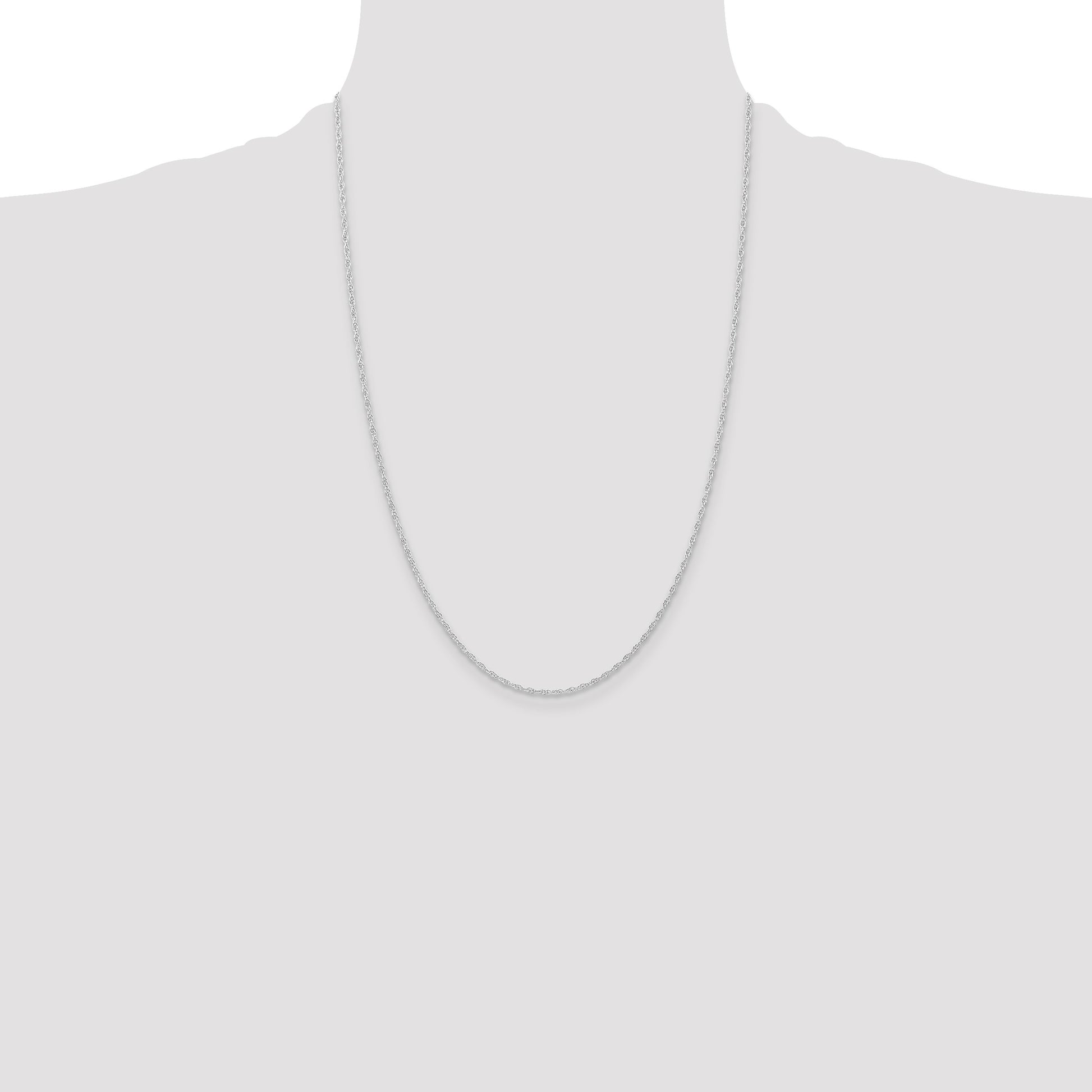 14K White Gold 24 inch Carded 1.15mm Cable Rope with Spring Ring Clasp Chain