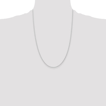 14K White Gold 24 inch Carded 1.15mm Cable Rope with Spring Ring Clasp Chain