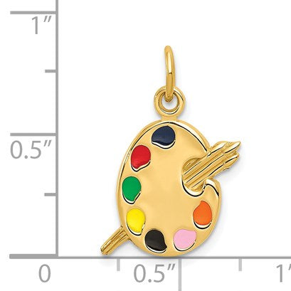 14k Multi-color Enameled Artist Palette Charm