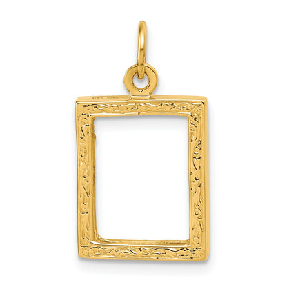14k Fancy Border 17x13mm Picture Frame Pendant