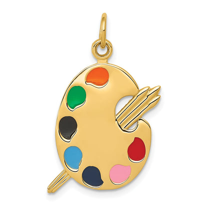 14k Multi-color Enameled Artist Palette Charm