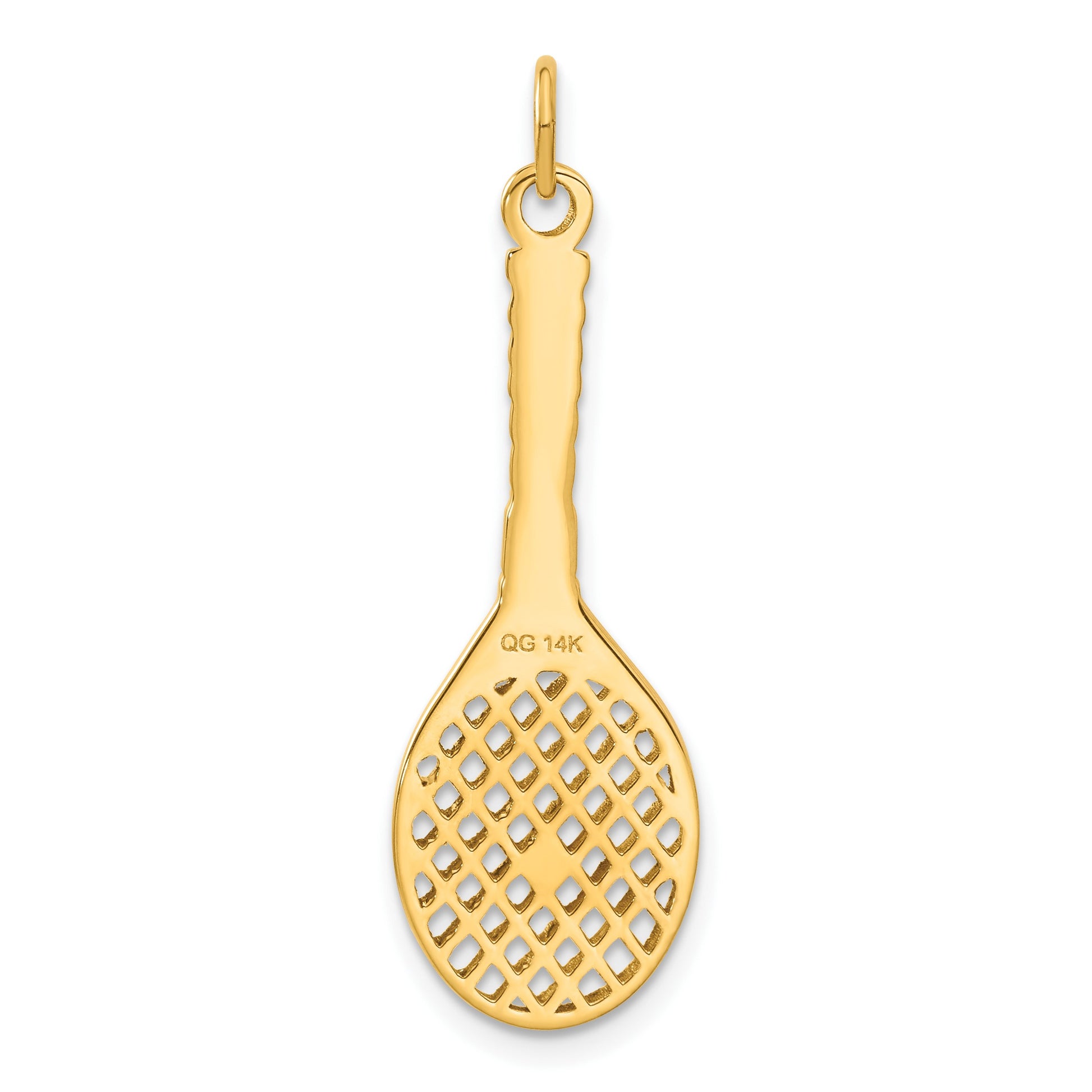 14K Tennis Racquet with Freshwater Cultured Pearl Ball Charm