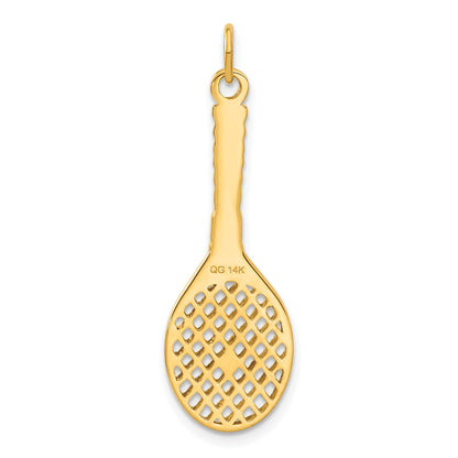 14K Tennis Racquet with Freshwater Cultured Pearl Ball Charm