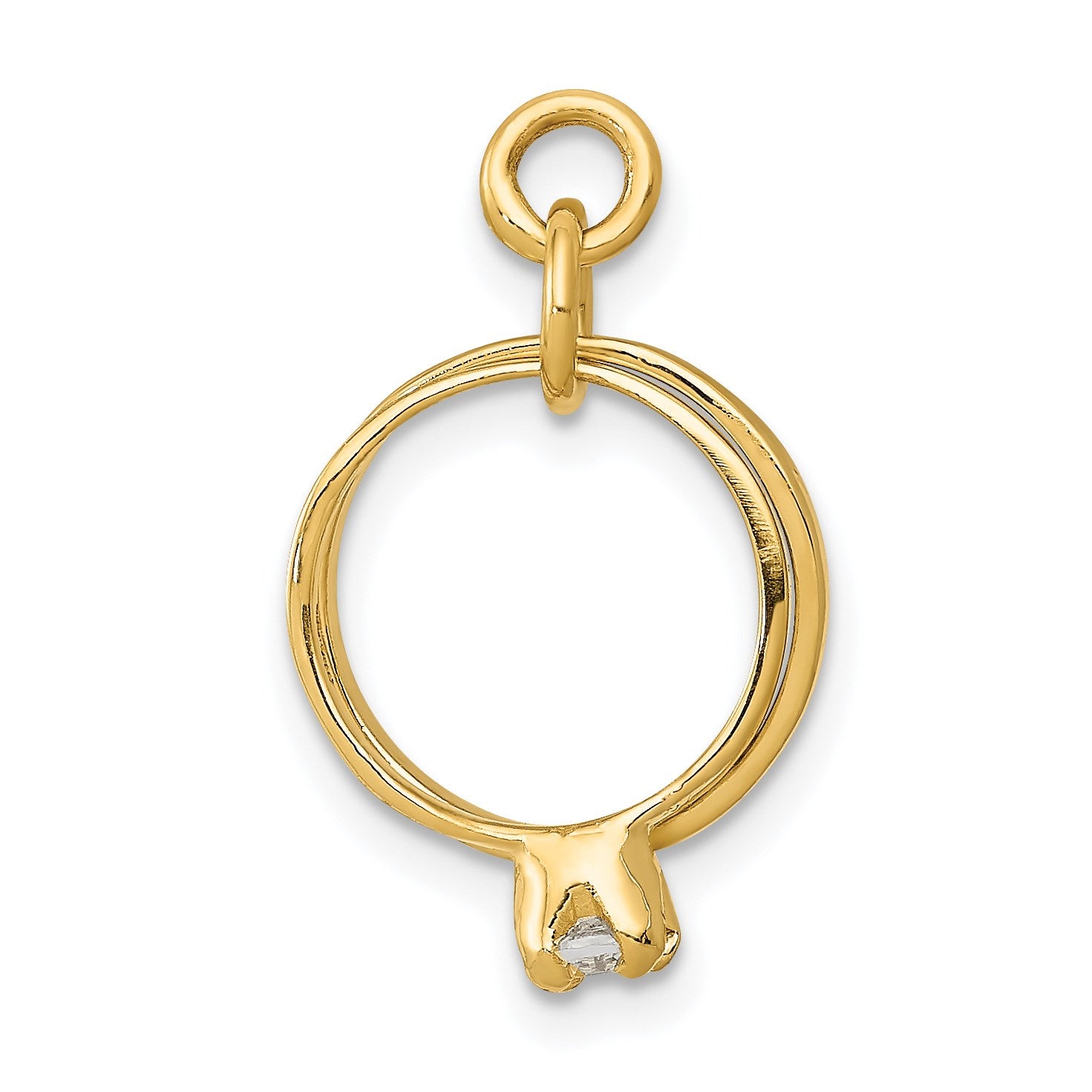 14k 3-D Wedding Rings CZ Charm