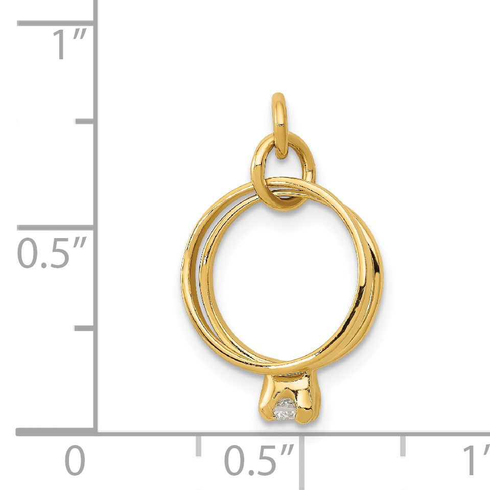 14k 3-D Wedding Rings CZ Charm