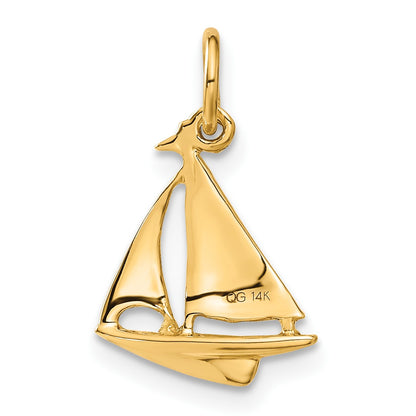14K 3-D Sailboat Charm