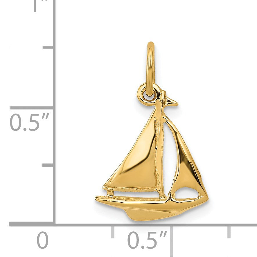 14K 3-D Sailboat Charm