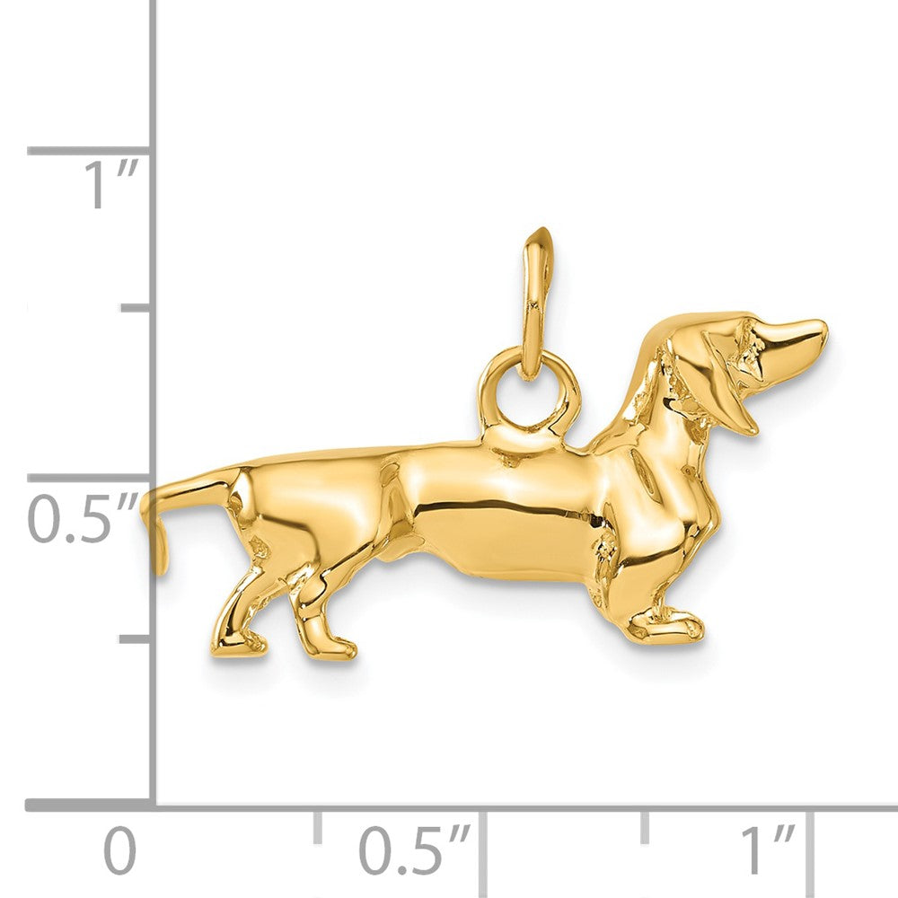 14k 3D Dachshund Dog Charm