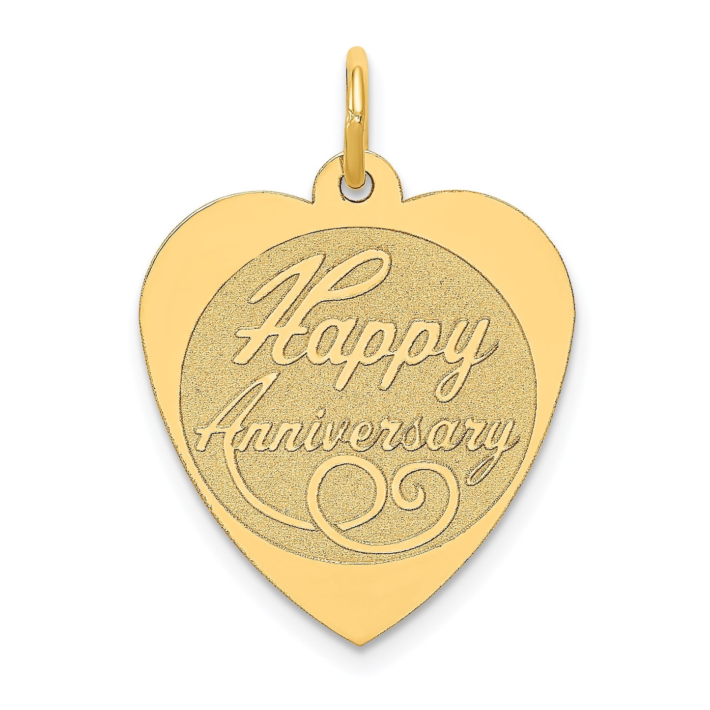 14K HAPPY ANNIVERSARY 18mm Engravable Heart Charm
