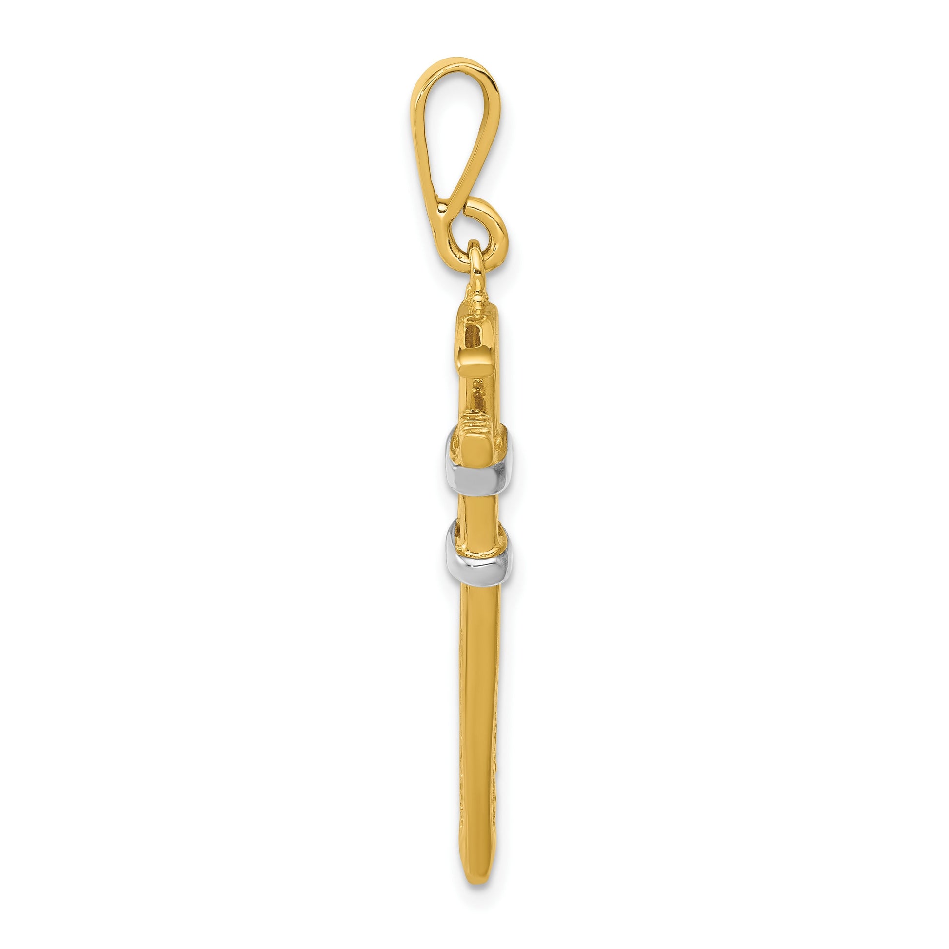 14K and White Rhodium 3-D Pipe Wrench Charm