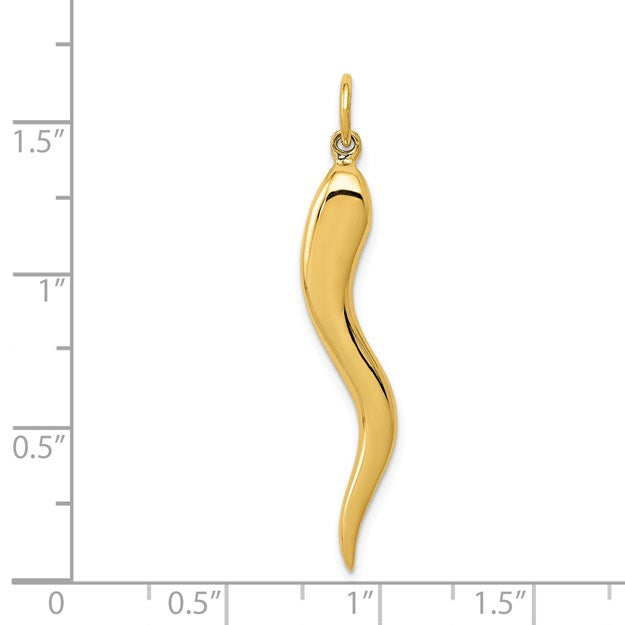 14k Large 3-D Italian Horn Charm