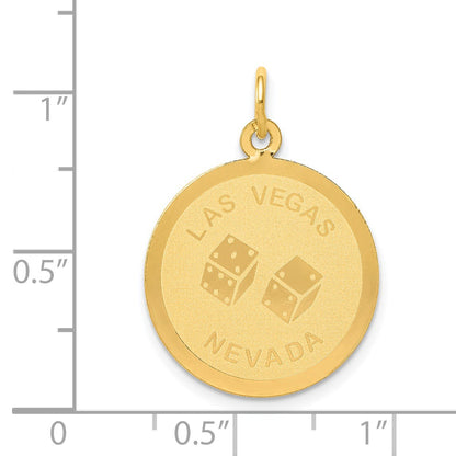 14k LAS VEGAS NEVADA with Dice Engravable 19mm Disc Charm