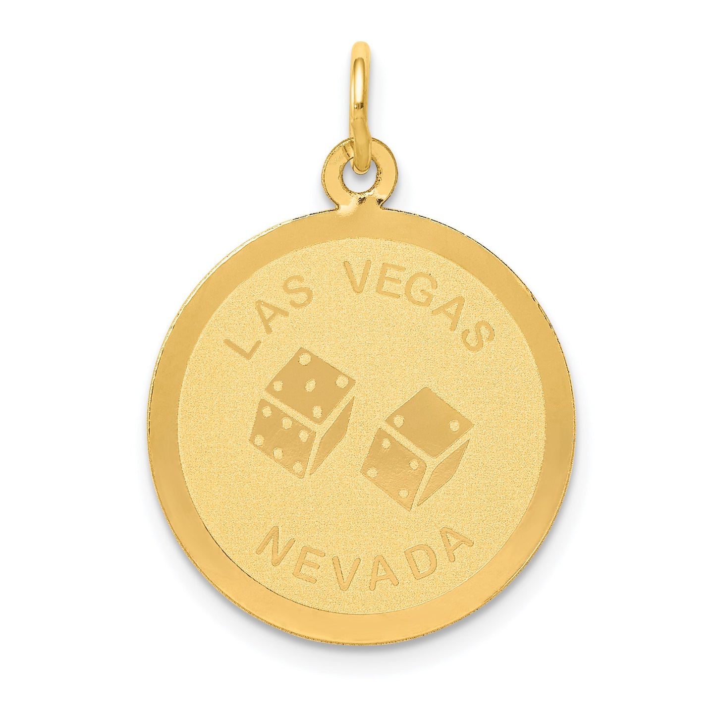 14k LAS VEGAS NEVADA with Dice Engravable 19mm Disc Charm