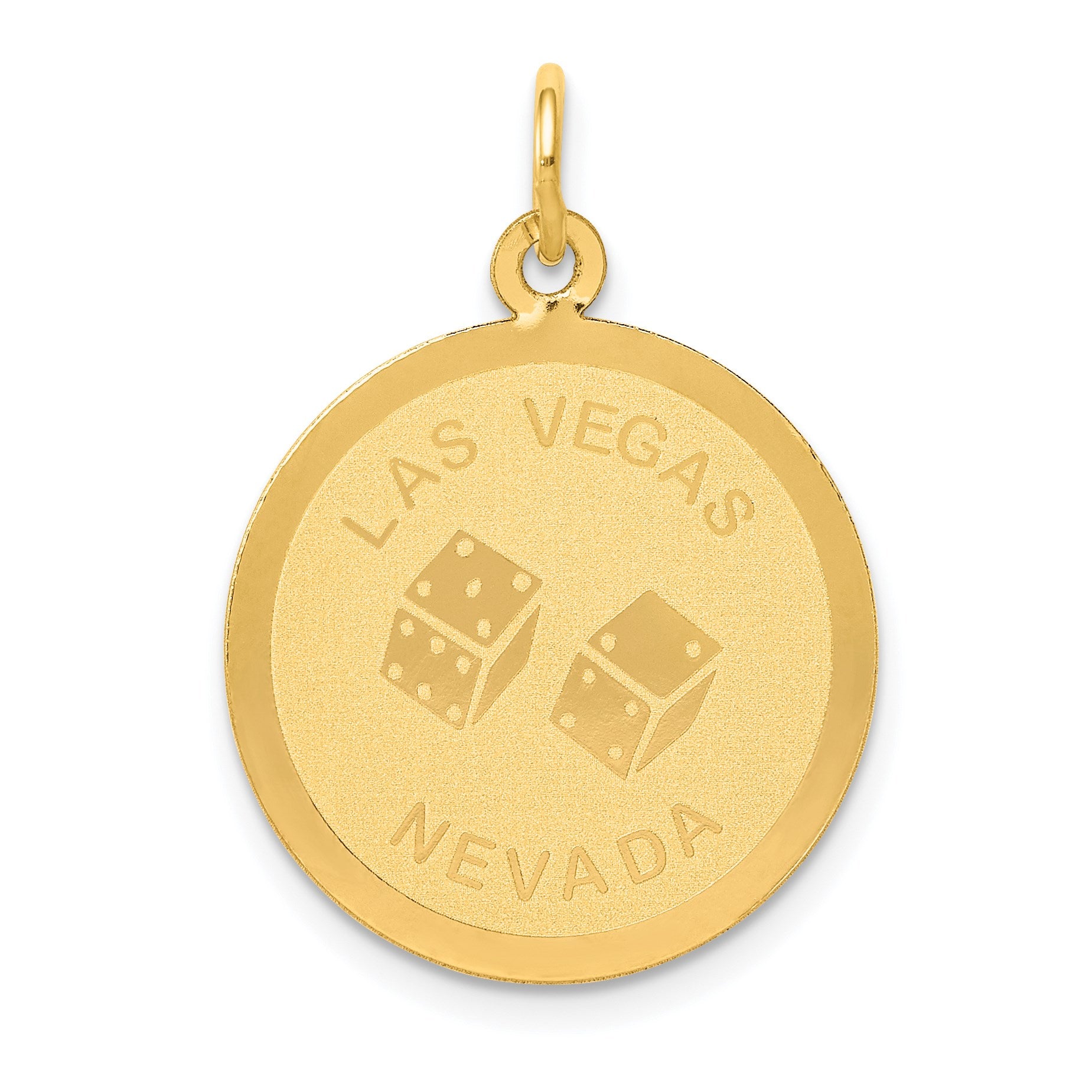 14k LAS VEGAS NEVADA with Dice Engravable 19mm Disc Charm