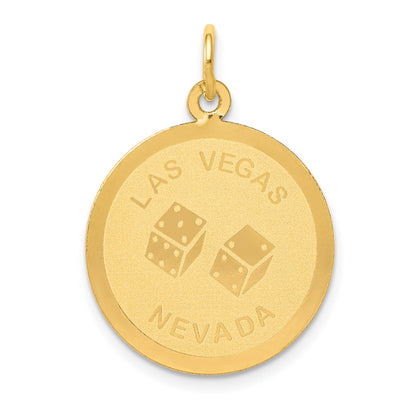 14k LAS VEGAS NEVADA with Dice Engravable 19mm Disc Charm