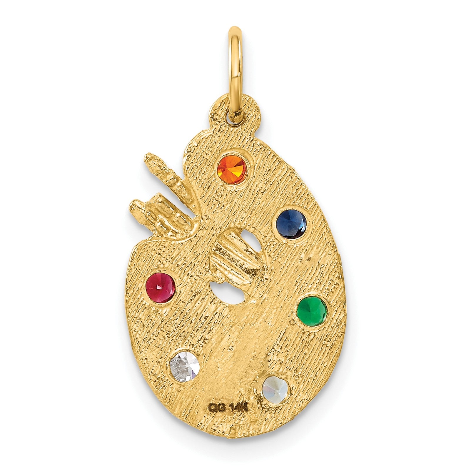 14k Multi-color CZ Stones Artist Palette Charm