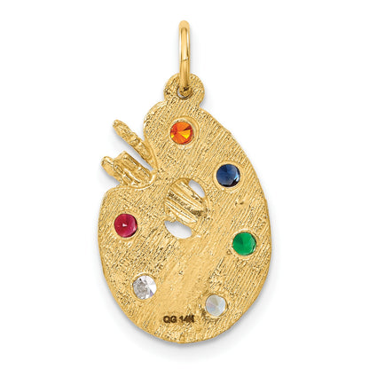 14k Multi-color CZ Stones Artist Palette Charm