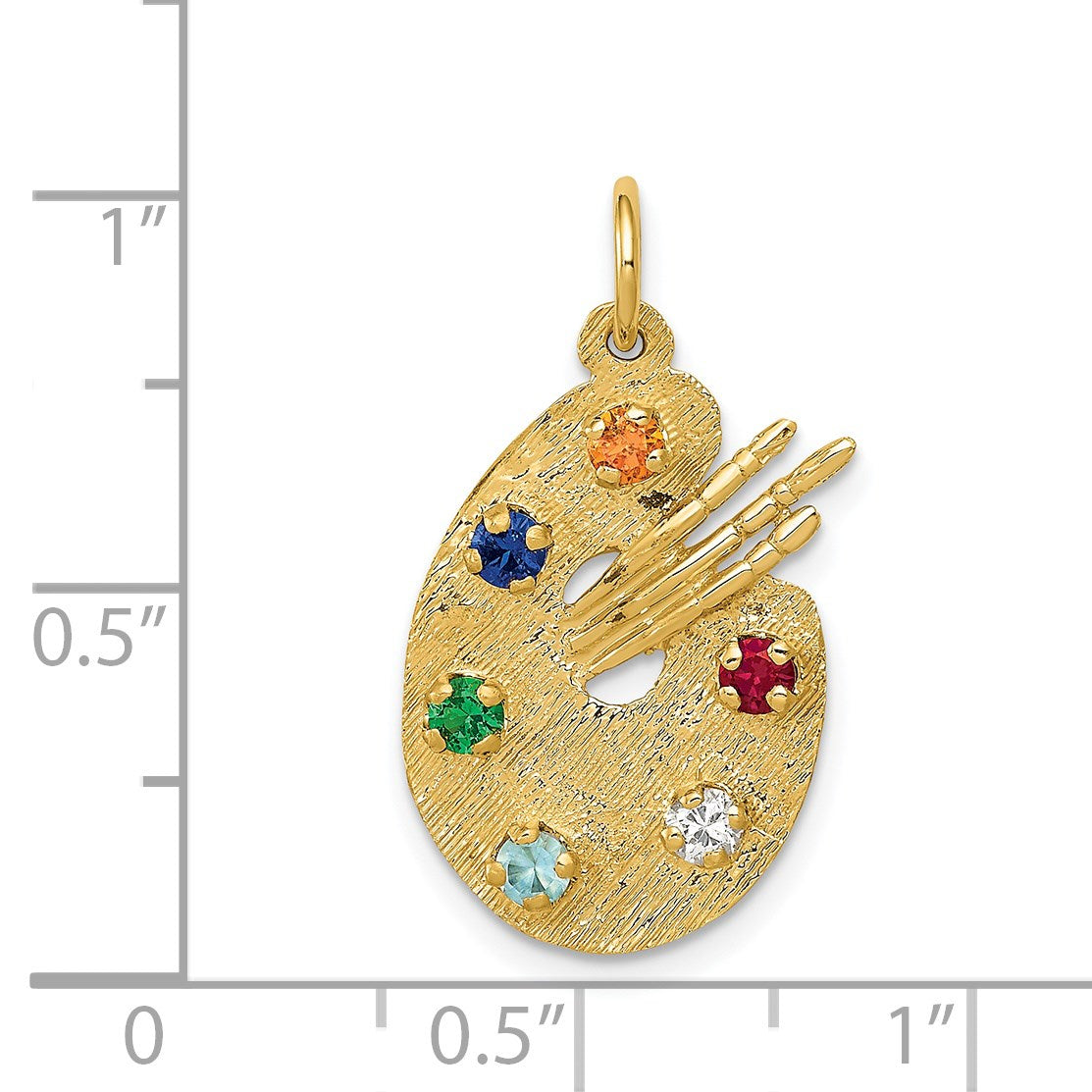 14k Multi-color CZ Stones Artist Palette Charm