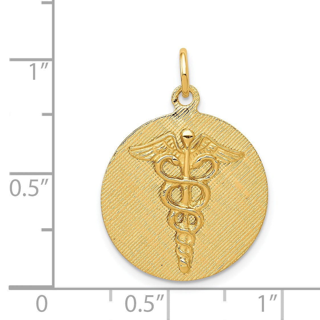 14k Engravable Back Caduceus Disc Charm