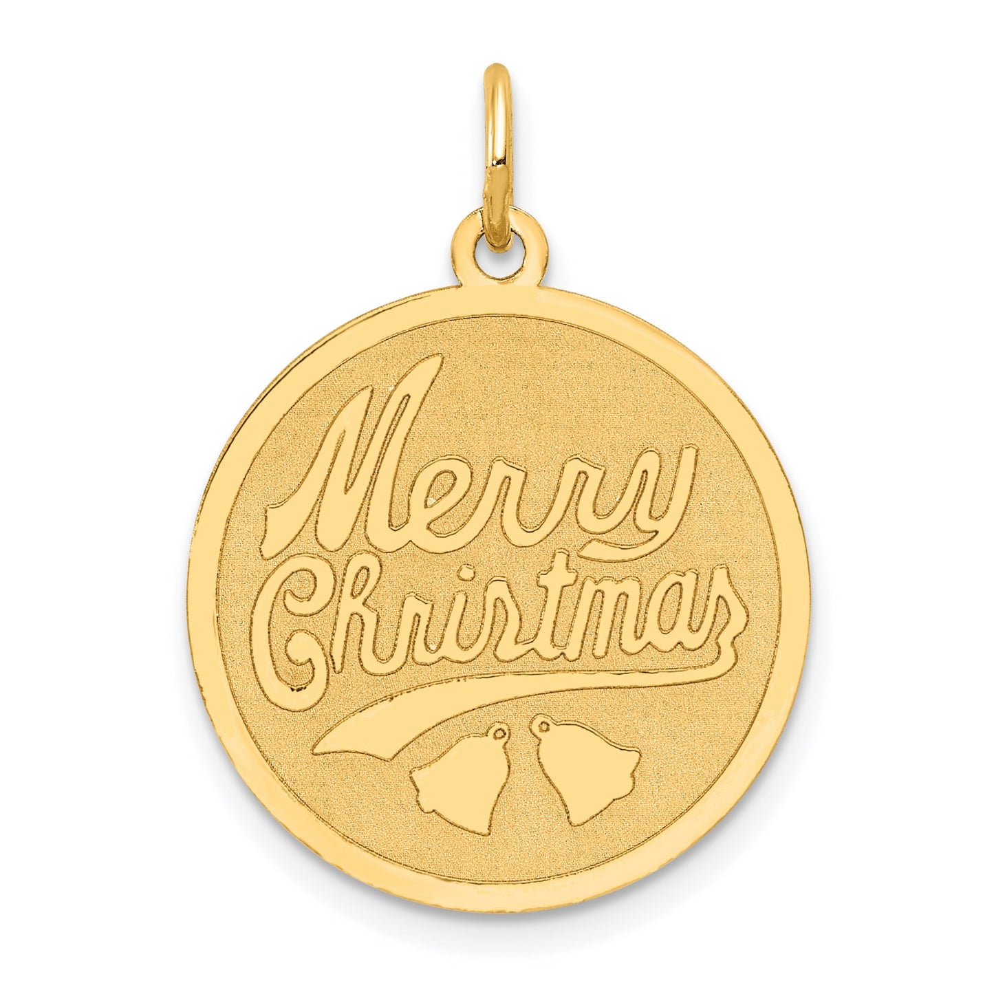 14k MERRY CHRISTMAS 19mm Engravable Disc Charm