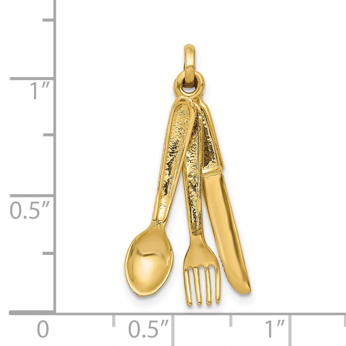 14K 3-D Knife, Fork and Spoon Charm