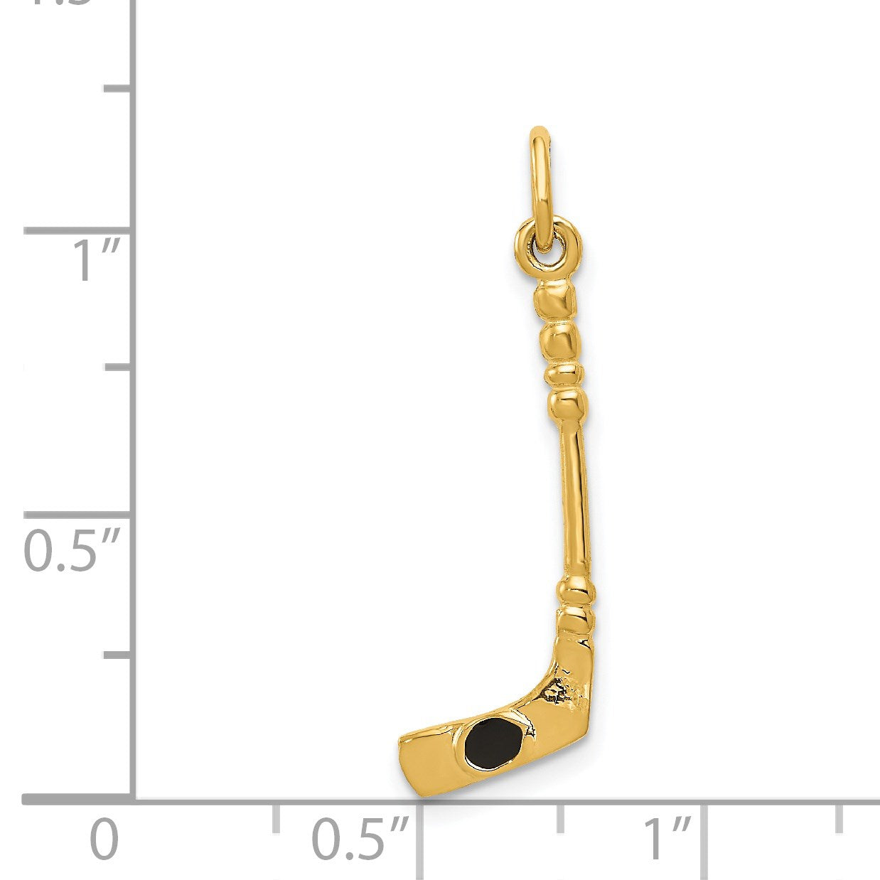 14K 3-D Hockey Stick With Enamel Charm