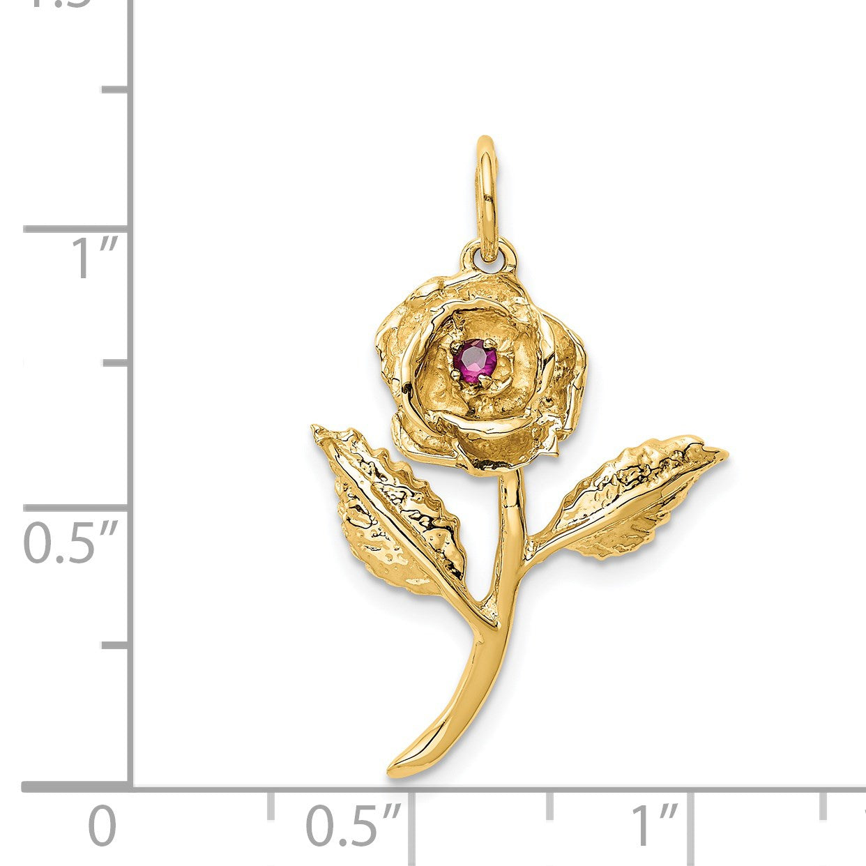 14k Red CZ Rose Charm