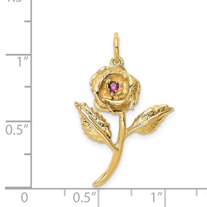 14k Red CZ Rose Charm