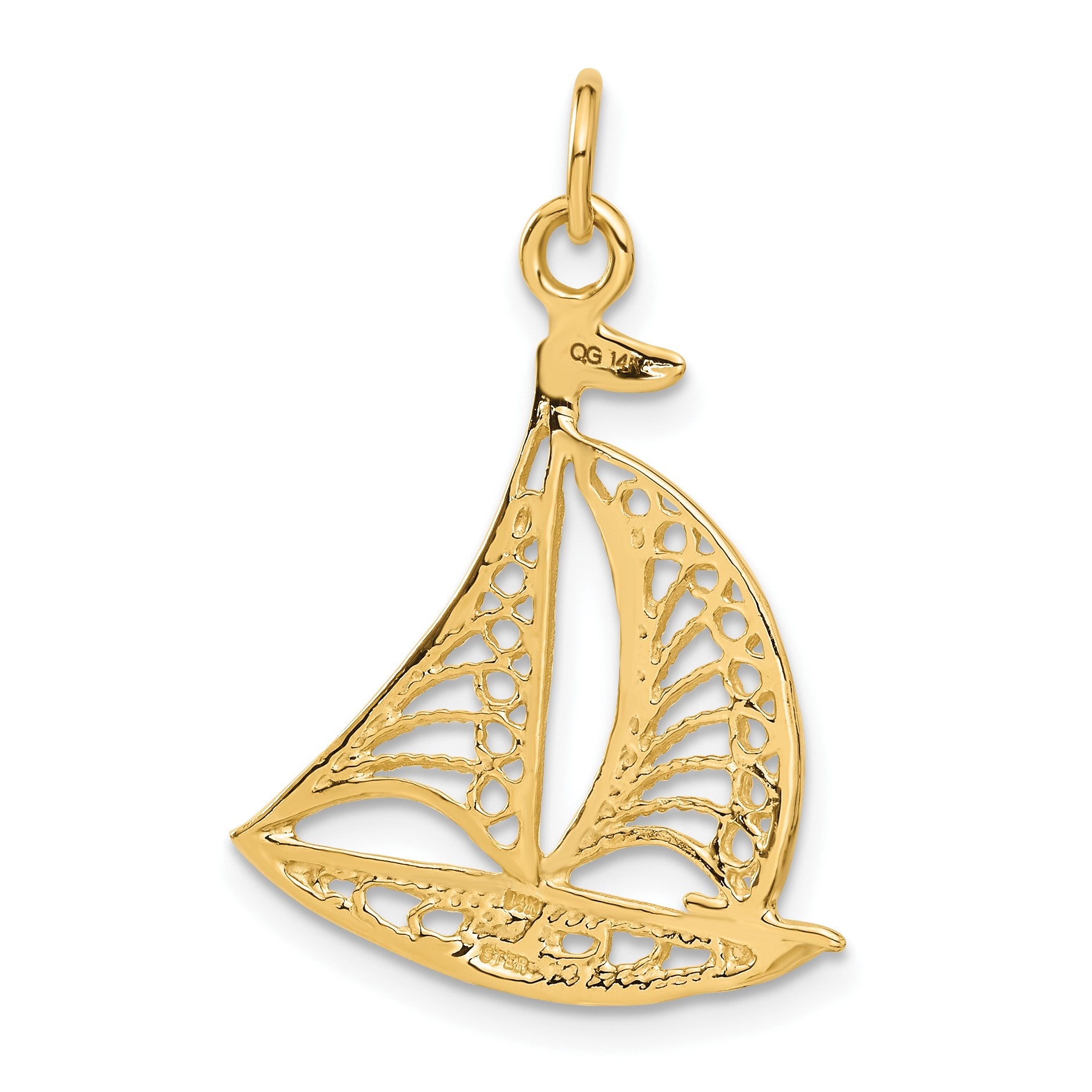 14k Filigree Sailboat Charm