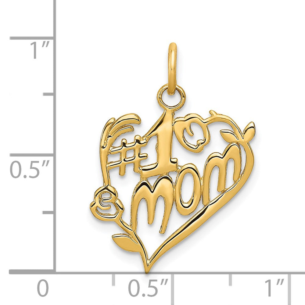 14k #1 Mom Heart Charm