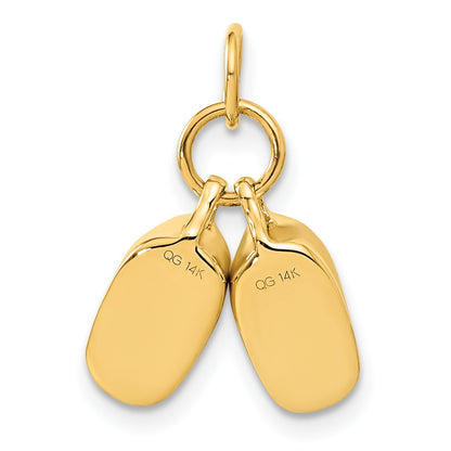 14k 3-D Moveable Polished Baby Shoes Charm